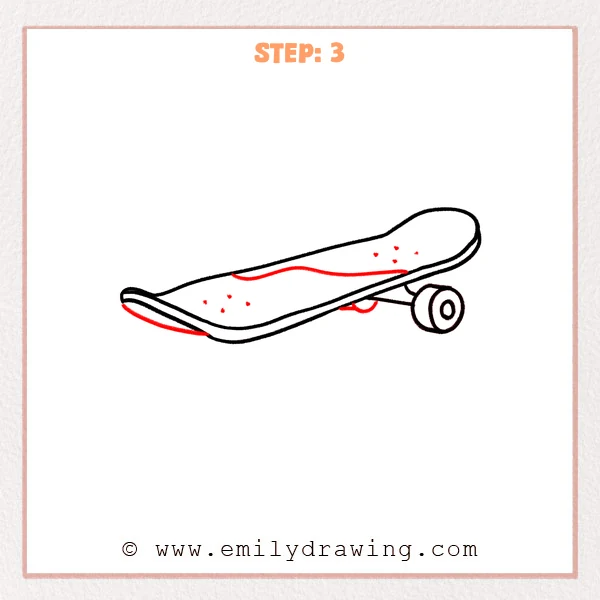 how to draw a cartoon skateboard - Step 3